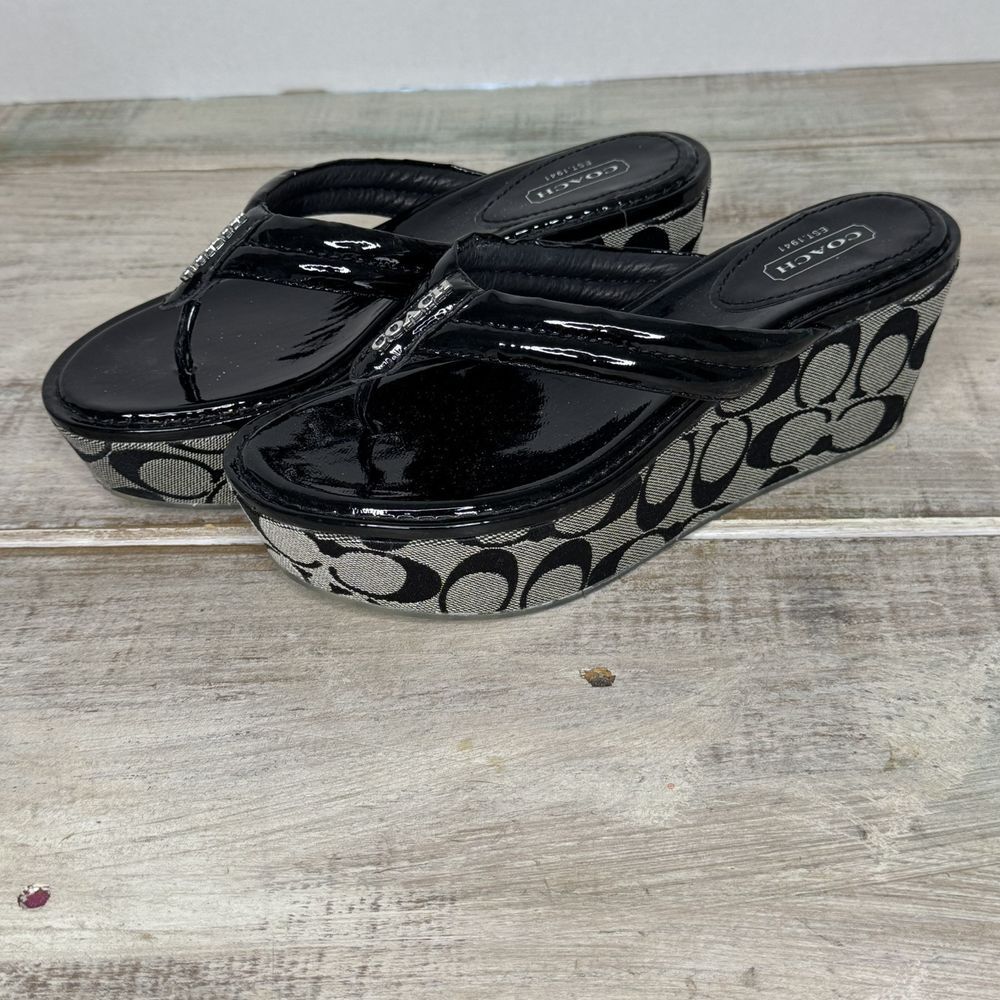 Coach Black and Gray Platform Sandals - Picture 5 of 10